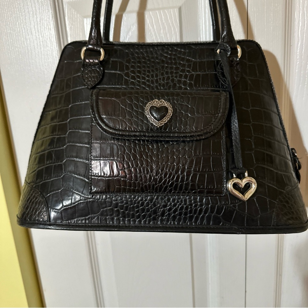 Elegant Black Brighton Crocodile-Embossed Handbag